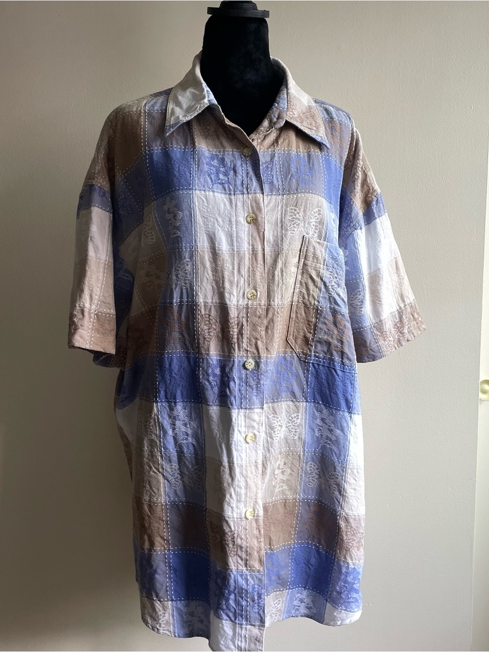 Penmans Plus Vintage Cotton Button-Up Shirt Size 42 | Butterfly Floral Pattern